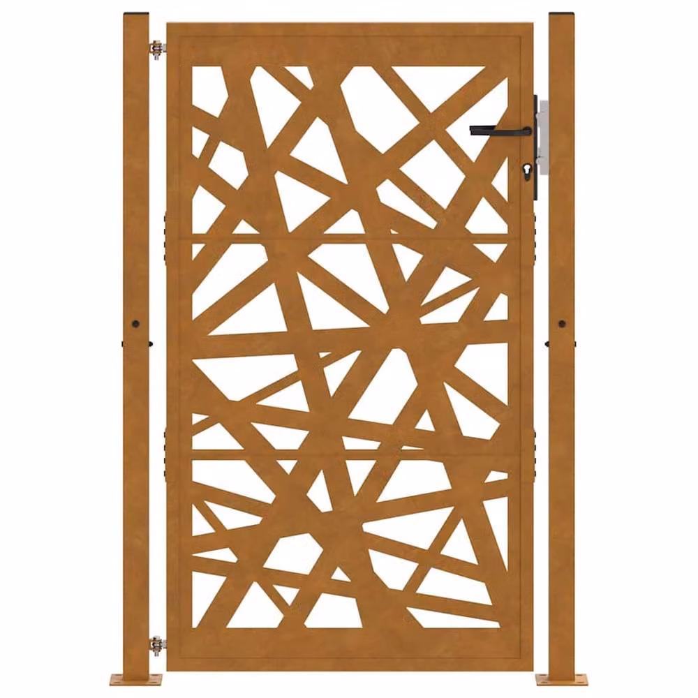 Berkfield Home Garden Gate in Brown Weathering Steel, W: 105 cm, H: 155 cm – 3
