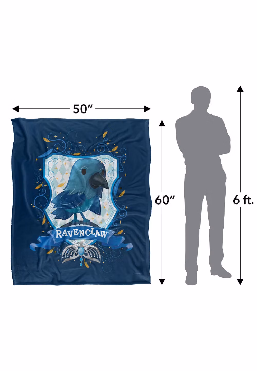 Warner Brothers Harry Potter Watercolor Ravenclaw Crest Fleece Blanket, White and Multicolour, W/D/H: 152 x 127 x 1 cm – 7