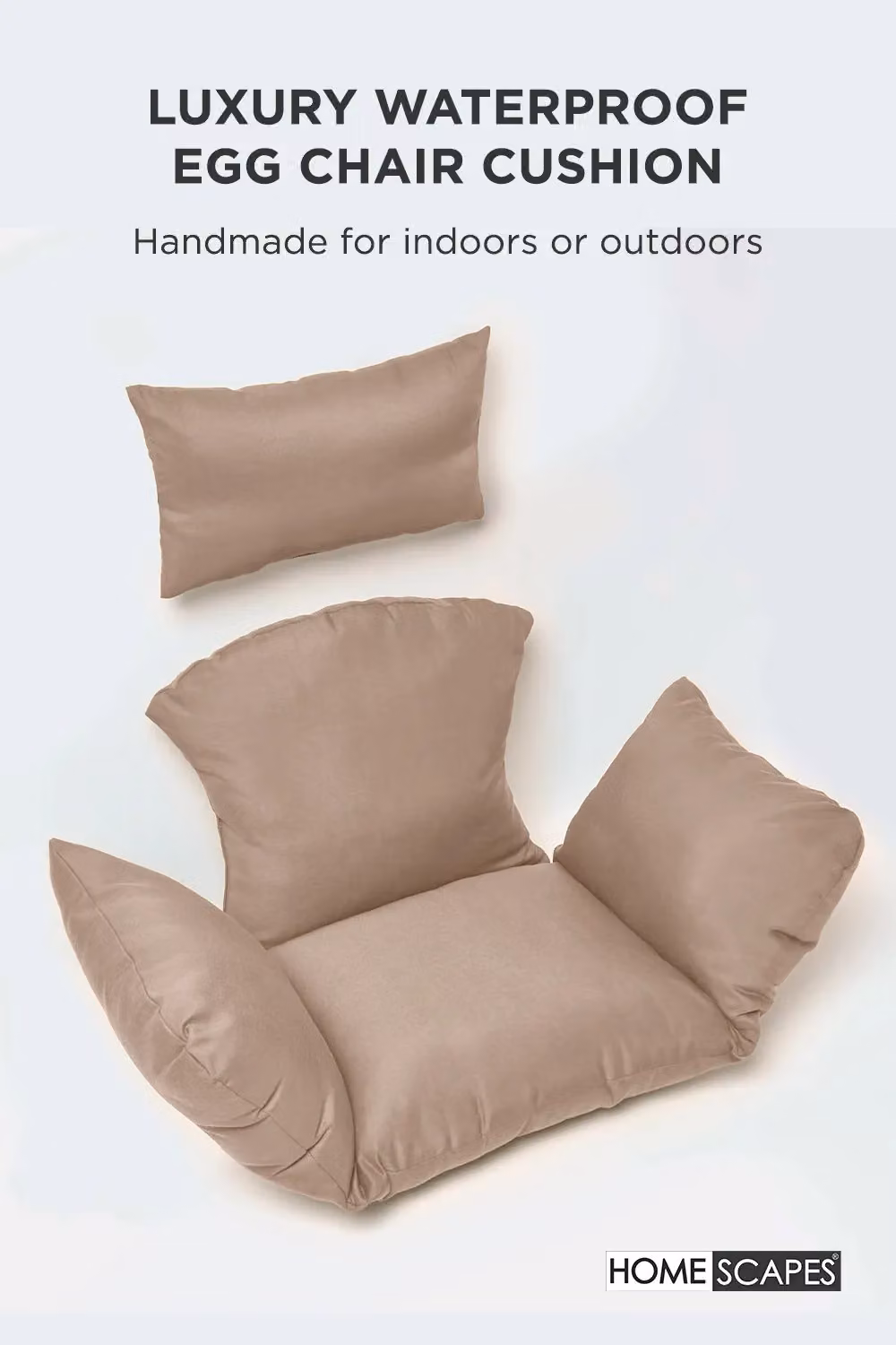 Homescapes Luxury Soft Waterproof Egg Chair Cushion in Beige – 2