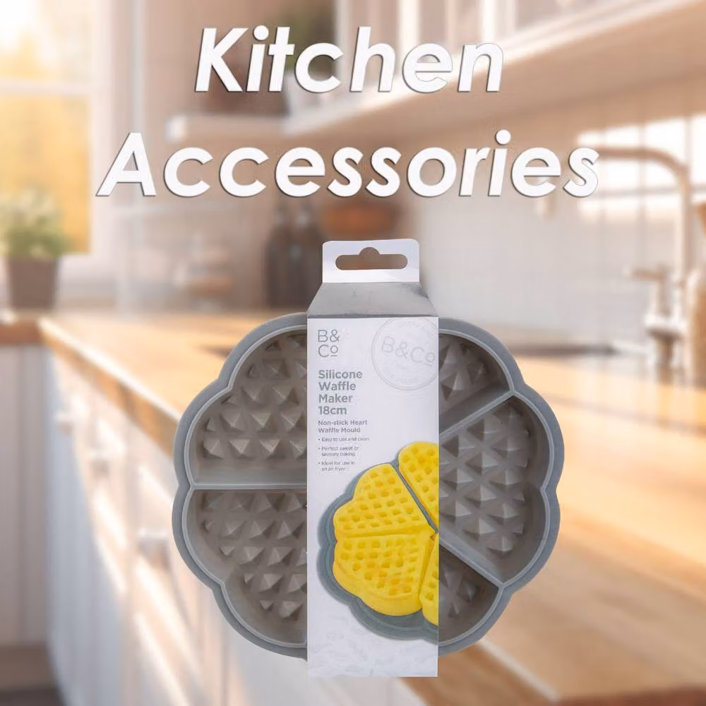 VFM Reusable Non-Stick Silicone Heart-Shaped Waffle Air Fryer Liner, Grey, Diameter: 18 cm – 3