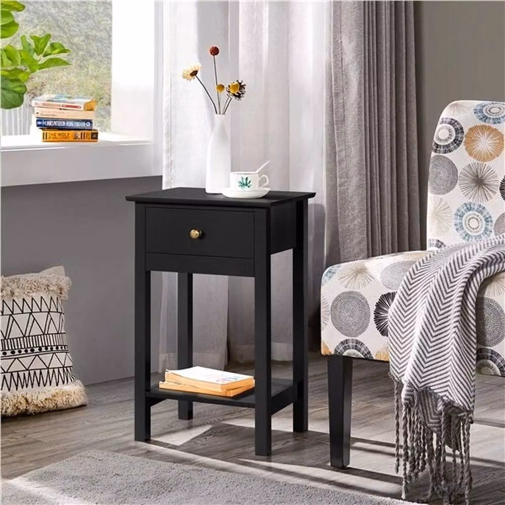 SPETLEK Black Bedside Table with Drawer – 5