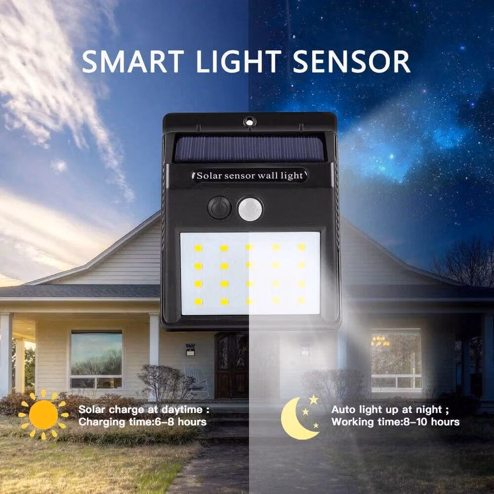 EONLION 4-Pack Solar LED Outdoor Wall Lights with PIR Motion Sensor in Black – 4
