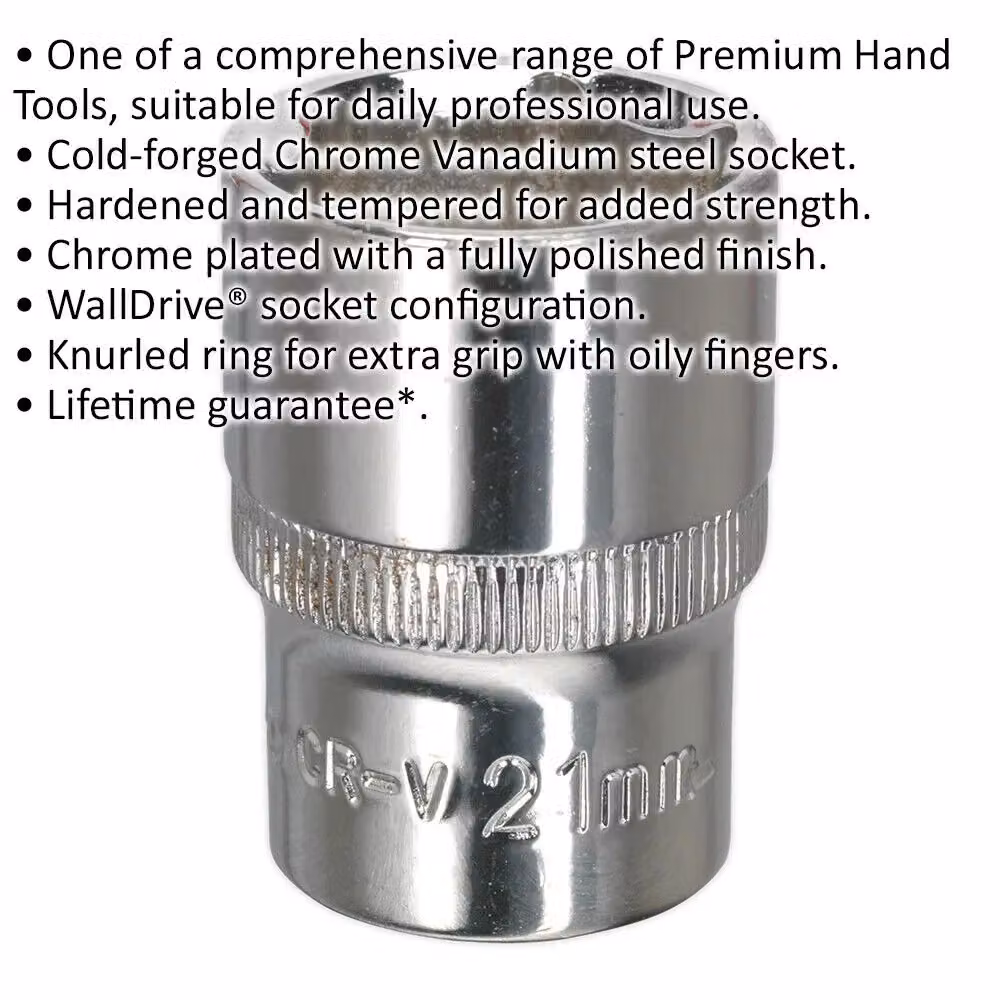 Loops 21mm Forged Steel Drive Socket 1/2 inch Square Drive in Silver Chrome Vanadium – 2