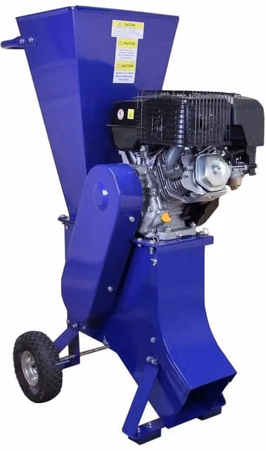 T Mech 7T 520mm Log Splitter and 15HP Gas Wood Chipper in Blue