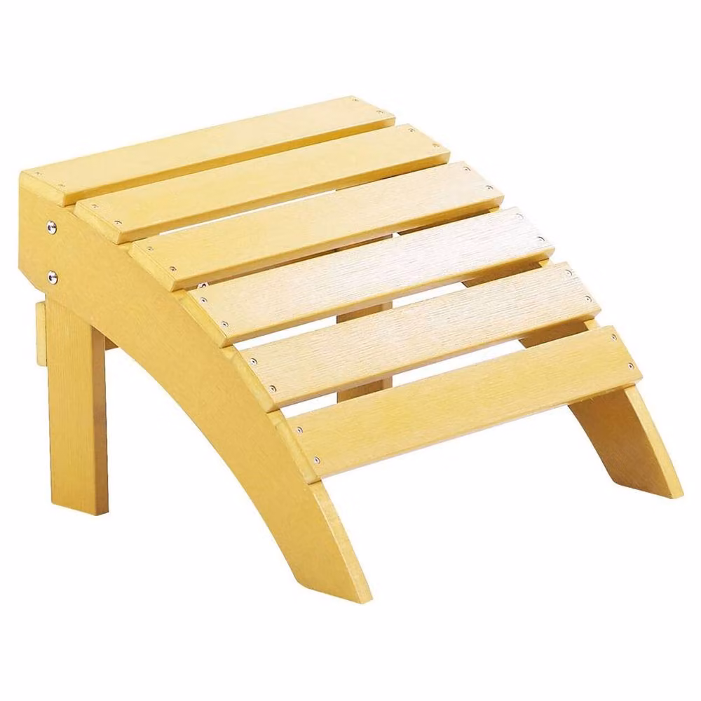 Wyld and Coco Yellow Weather-Resistant Faux Wood Slatted Outdoor Footstool – 2