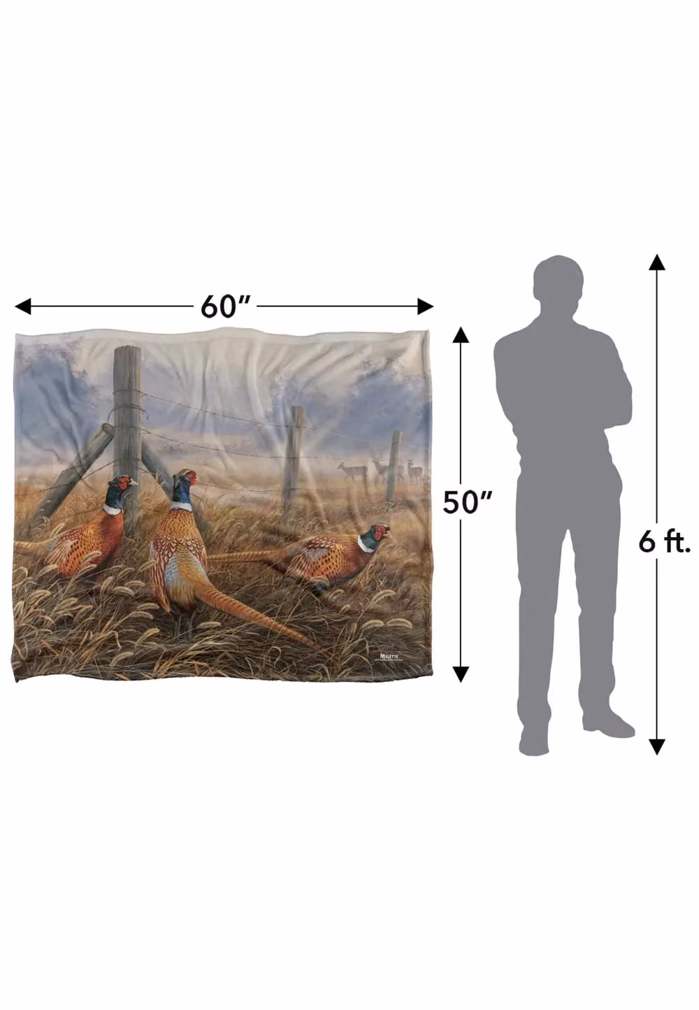 Wild Wings Pleasant Pheasants Silky Touch Super Soft Fleece Throw Blanket in White, W/D/H: 152 x 127 cm – 4