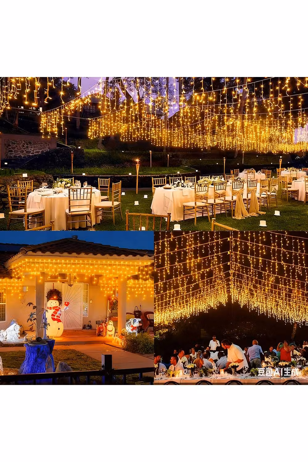 Living and Home Solar-Powered White LED Icicle String Lights with Remote Control and Dusk Sensor – 3