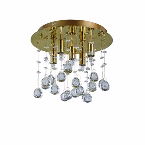 Netlighting Moonlight 5 Light Small Crystal Ceiling Pendant in Gold/Brass with G9 Bulbs