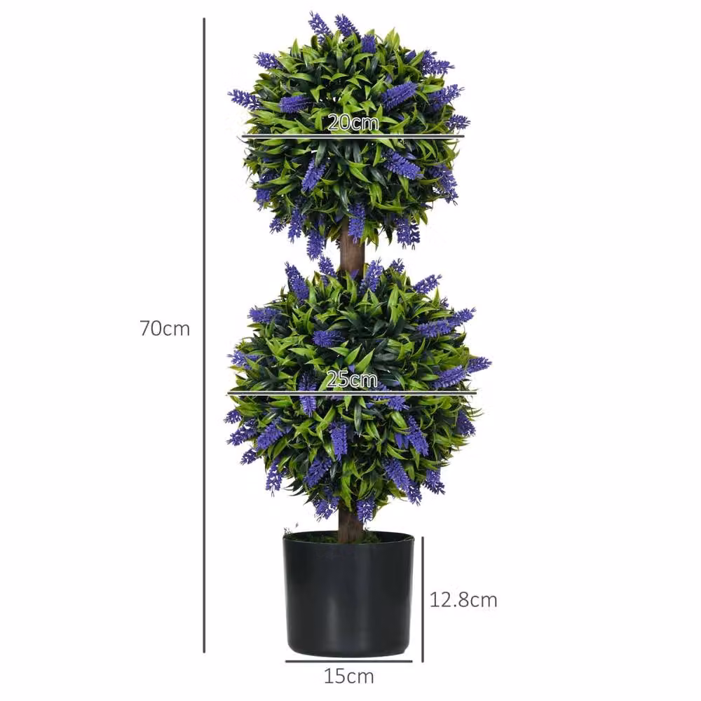 Wyld Haus Vevayo Set of 2 Artificial Lavender Ball Trees in Green Decorative Pots – 4