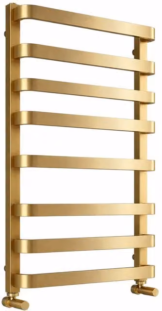 Bathroom Kingdom Hastings Brushed Brass Heated Towel Rail, Gold, W: 80 cm, H: 50 cm