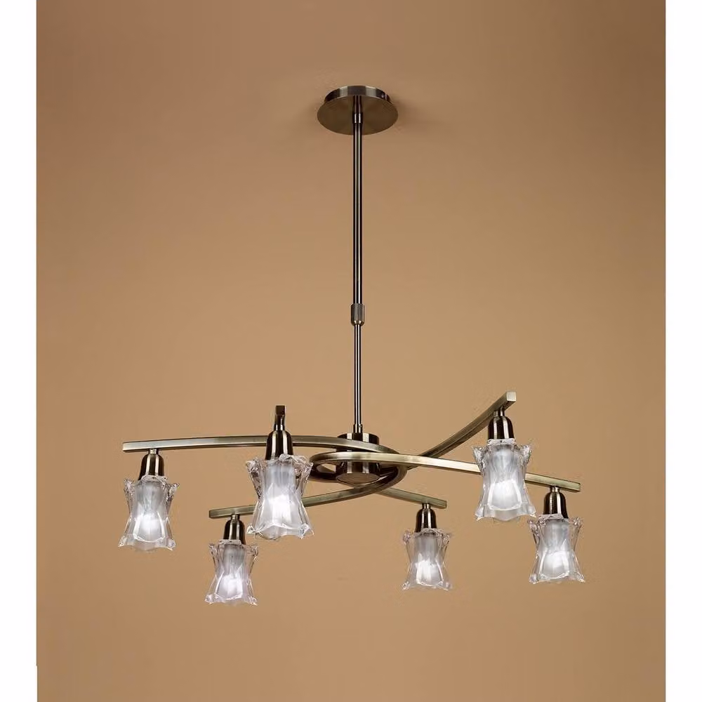 Netlighting Alaska 6 Light Convertible Pendant or Semi Flush Ceiling Light in Antique Brass and Copper – 2