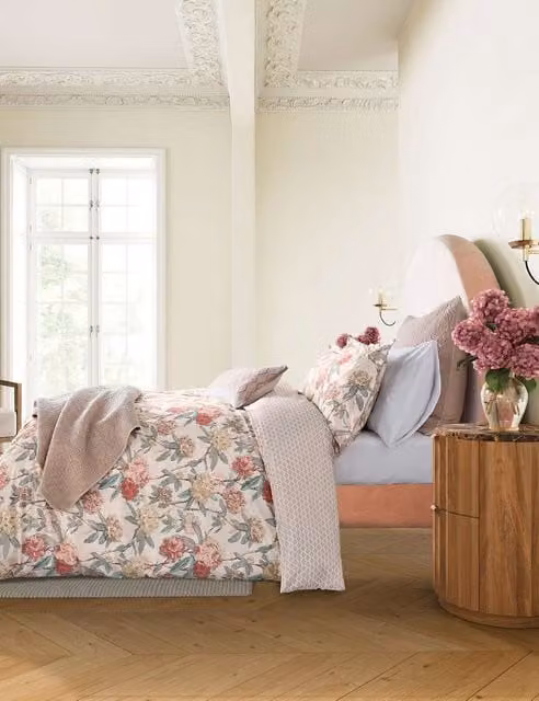 Bedeck of Belfast Marielle Quilted Geometric Pure Cotton Throw in Coral