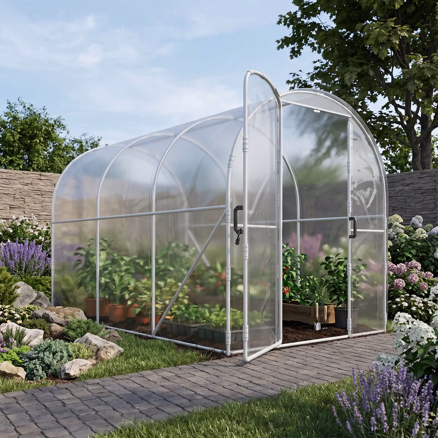 Outsunny Walk-in Polytunnel Greenhouse with Transparent PE Cover and Galvanised Steel Frame, W: 3 m, D: 2 m, H: 2 m – 2