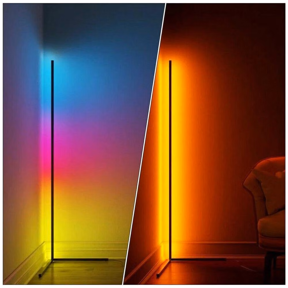 Nordara RGB LED Corner Floor Lamp with Remote Control and Timer in Black – 3