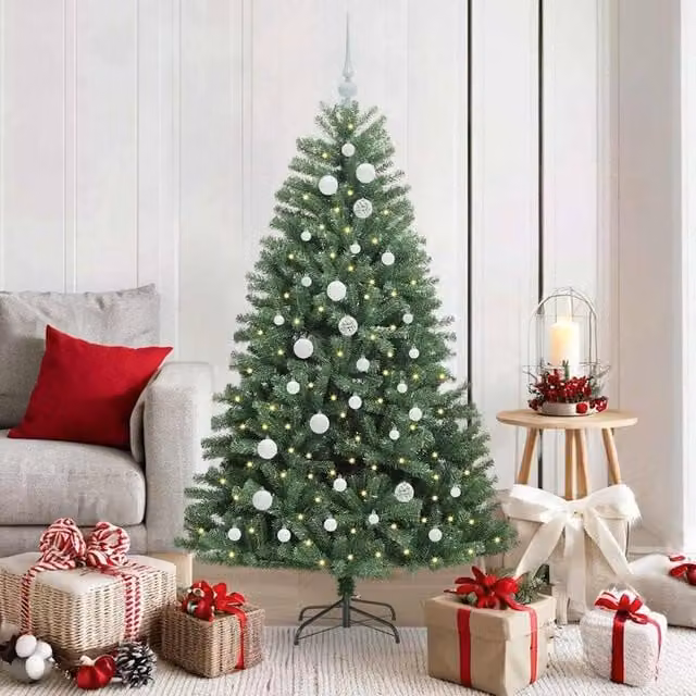 Berkfield Home Green Artificial Hinged Christmas Tree, Height: 150 cm