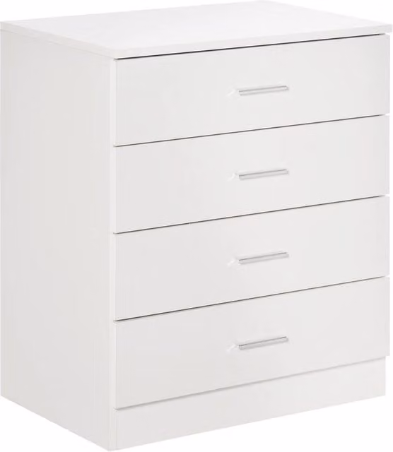 HOMCOM Modern White Vertical Storage Cabinet with 4 Drawers and Metal Rails – 1