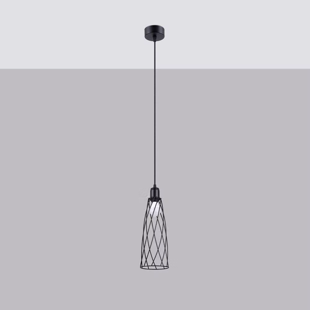 Sollux Lighting Industrial Metal Pendant Lamp in Black, W/D/H: 139 x 12 x 12 cm – 2