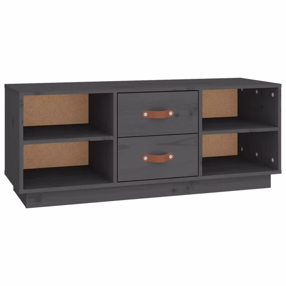 Berkfield Home Grey Solid Wood Pine TV Cabinet W/D/H: 100 x 34 x 40 cm – 2