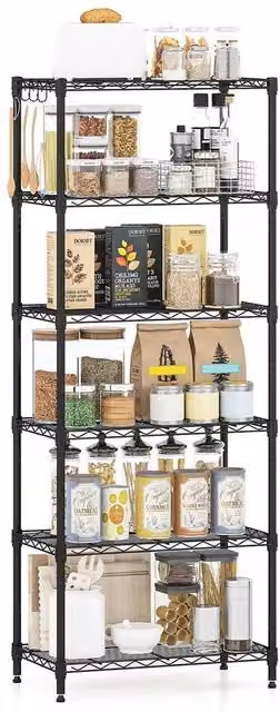EONLION 6-Tier Black Metal Wire Shelving Unit with Adjustable Shelves – 1