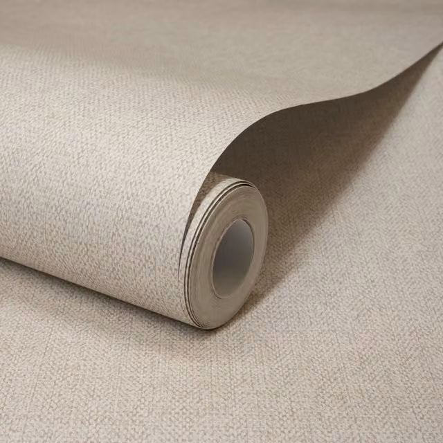 Grandeco Boutique Mini Twill Woven Fabric Effect Wallpaper in Beige