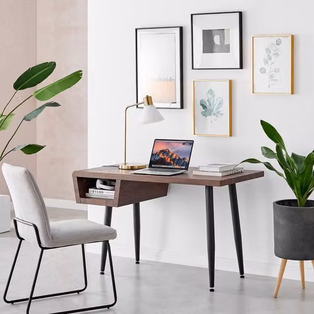 FurnitureboxUK Windsor Mid-Century Writing Desk in Brown