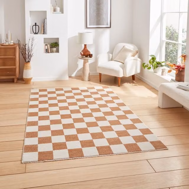 Terrys Baltimore 66618 Smooth Pile Checkerboard Rug in Brown