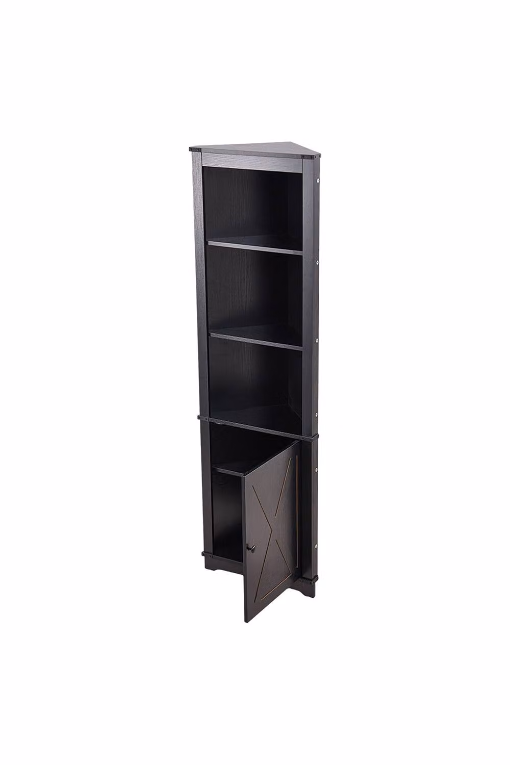 Living and Home Modern Corner Wine Storage Cabinet with LED Lighting and Matt Black Finish – 2