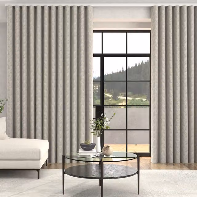 Terrys Made To Measure Wave Linen Herringbone Blackout Curtains in Beige