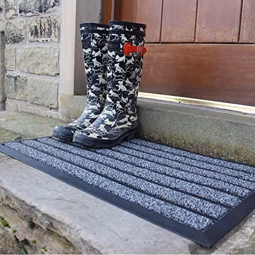 JVL Dirt Stopper Pro Rectangular Scraper Entrance Door Mat, Grey, W/D/H: 75 x 45 x 5 cm – 2