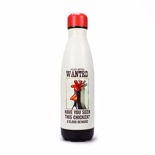 Half Moon Bay Wallace & Gromit Feathers McGraw Wanted Poster Insulated Stainless Steel Reusable Water Bottle, Multicolour, 500ml – 3