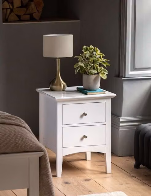 Gallery Direct Hastings 2 Drawer Bedside Table in White