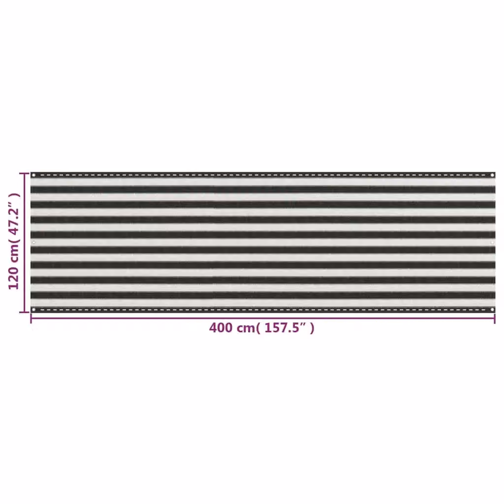 Berkfield Home HDPE Balcony Screen in Anthracite, White and Black, W: 120 cm, L: 400 cm – 4
