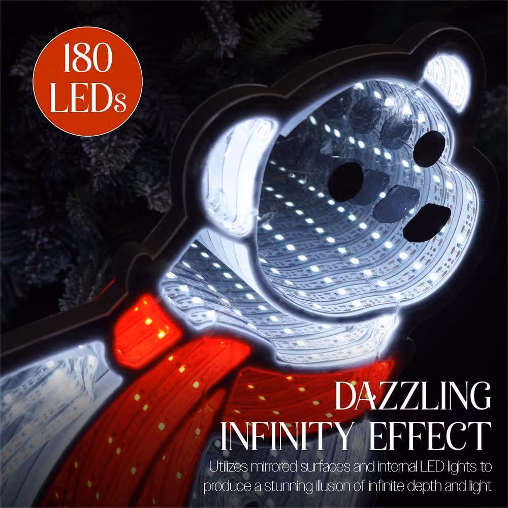 Xmas Haus Polar Bear Infinity Light with 180 Multicolour and White LEDs, W: 32 cm, H: 42 cm – 3
