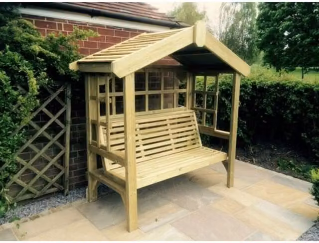 Churnet Valley Garden Furniture Ltd Cottage Arbour Bench Seat with Trellis in Brown