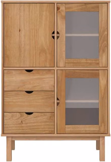 Berkfield Home OTTA Highboard in Brown Solid Wood Pine, W/D/H: 85 x 43 x 125 cm – 1