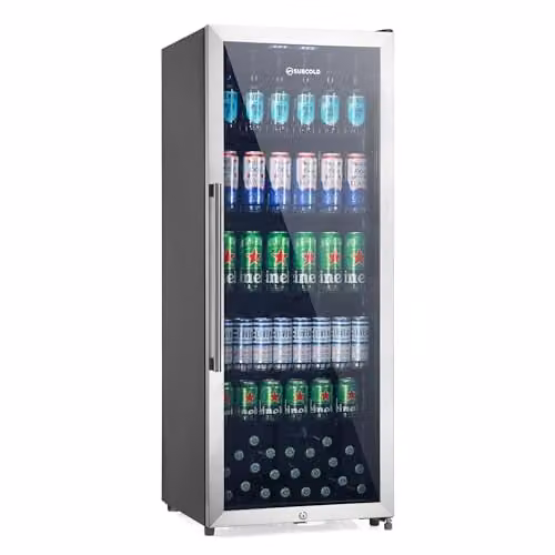 Subcold MAXI250LED Upright Drinks Fridge with Stainless Steel Glass Door, 237L Capacity, Lockable and LED Interior Light, Silver – 1