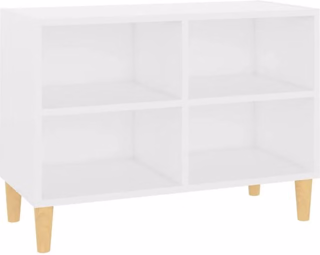 Berkfield Home Scandinavian White TV Cabinet with Solid Wood Legs W: 69.5 cm, D: 30 cm, H: 50 cm