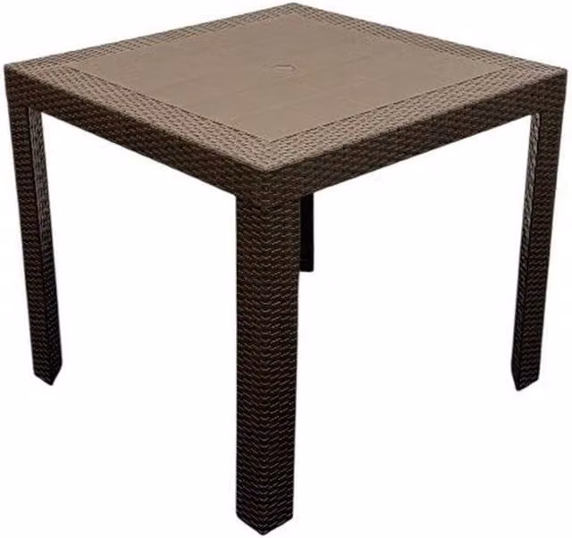 NESTLUNE Brown Wicker Garden Table for Terrace and Patio, W/D/H: 100 x 80 x 15 cm