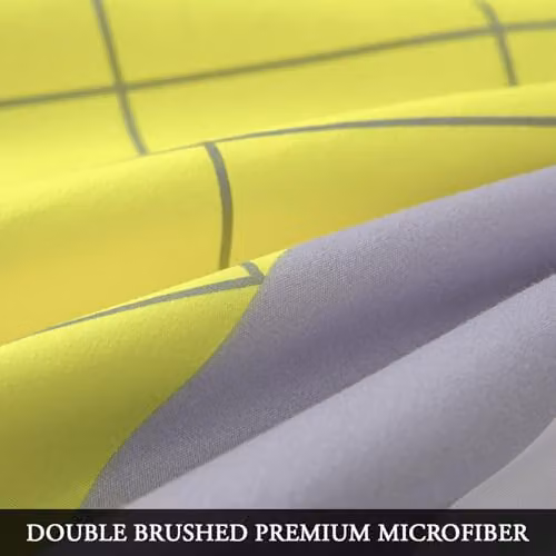 Lazzaro Single Duvet Cover and Pillowcase Set, Yellow, Brushed Microfibre, Reversible and Non-Iron, W/D/H: 135 x 200 cm and 50 x 75 cm – 4