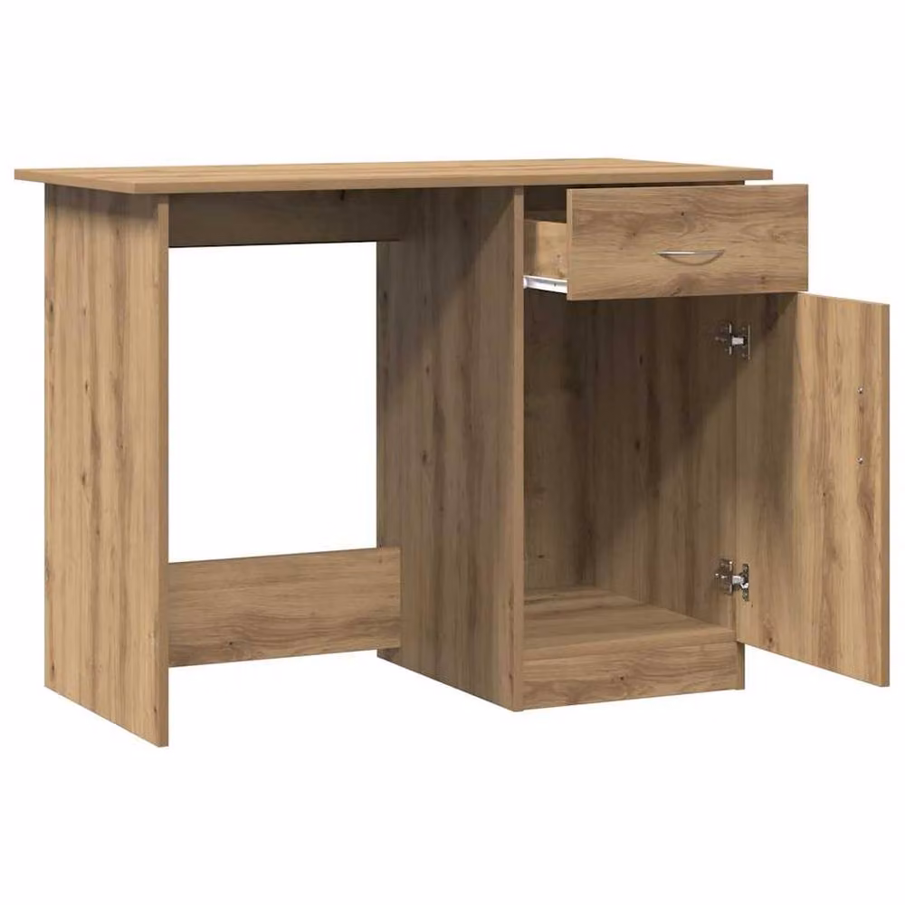 Berkfield Home Artisan Oak Writing Desk in Brown, W/D/H: 100 x 50 x 76 cm – 3