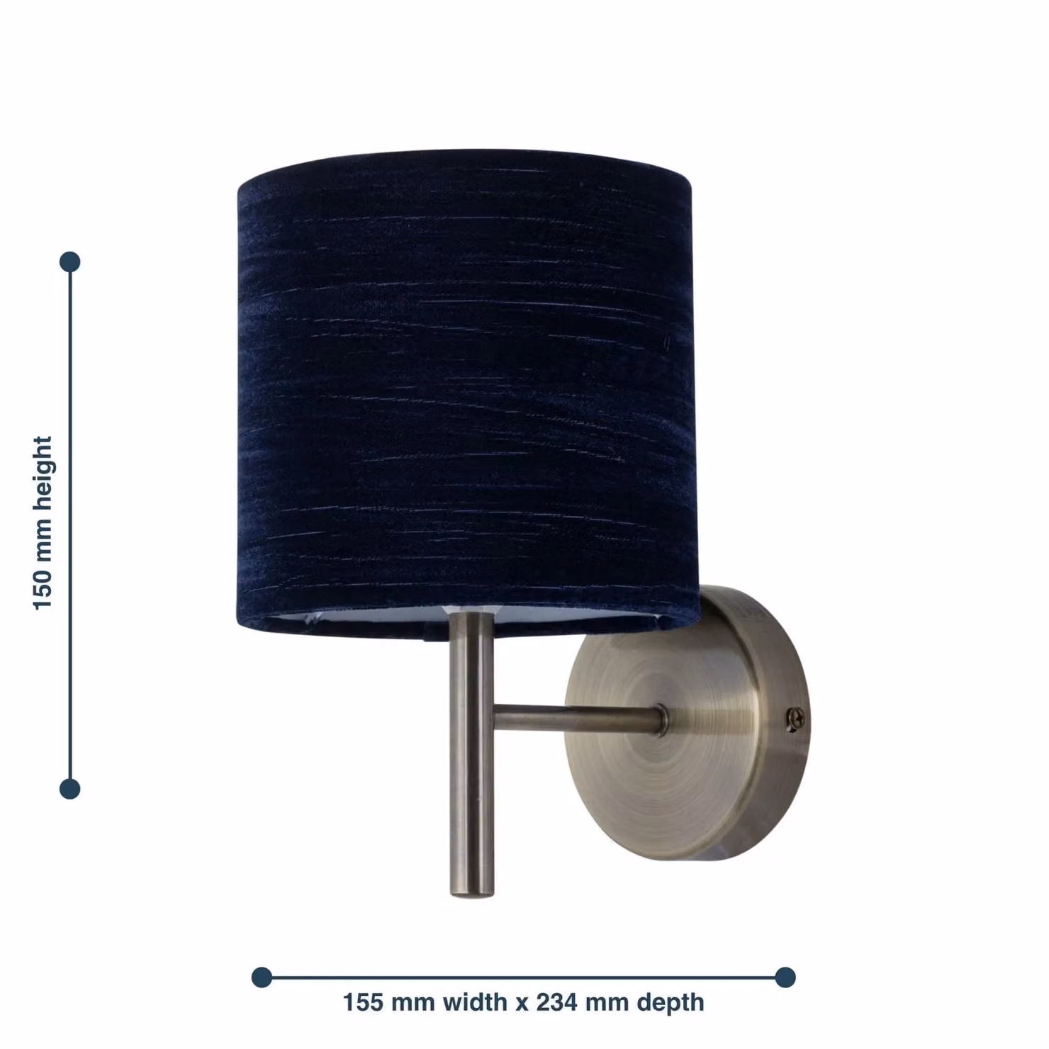 First Choice Lighting Brea Antique Brass Wall Light with Blue Fabric Shade – 4