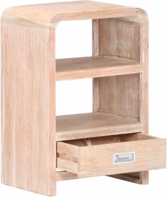 Berkfield Home Solid Acacia Wood Bedside Table in Light Sand, W/D/H: 40 x 30 x 60 cm