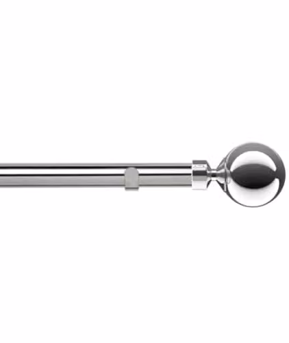 New Edge Blinds Silver Metal Eyelet Curtain Pole Set, W: 160 cm, D: 160 cm