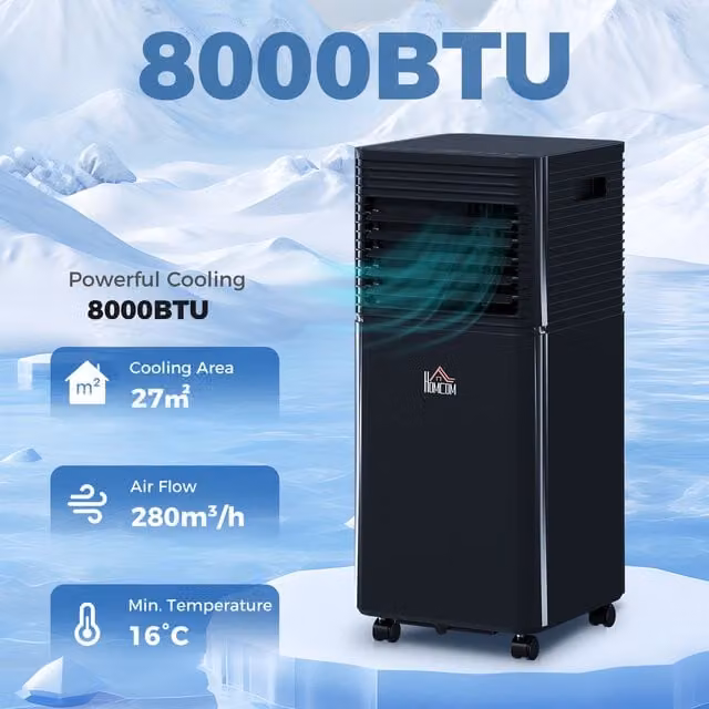 HOMCOM Portable Monobloc Air Conditioner with Sleep Mode, Black
