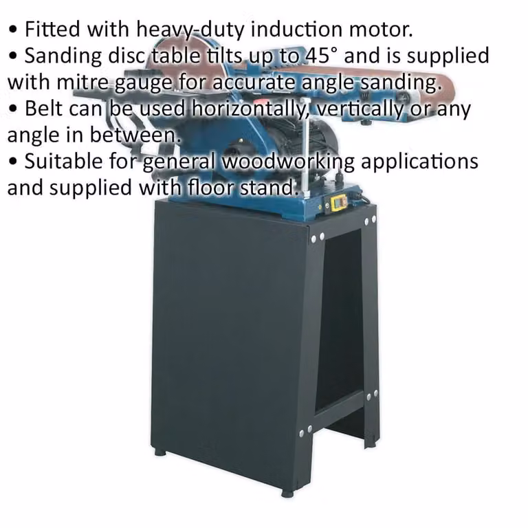Loops PRO Standing Floor Mounted Disc and Belt Sander, 500W 230V, Multicolour, Belt Width: 150 mm, Disc Diameter: 230 mm