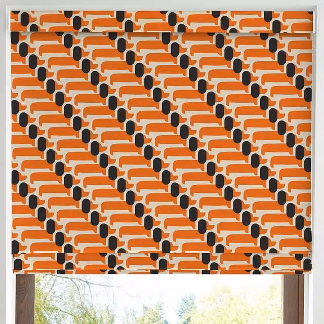 Orla Kiely Dog Show Made to Measure Blackout Roman Blind in Persimmon Orange
