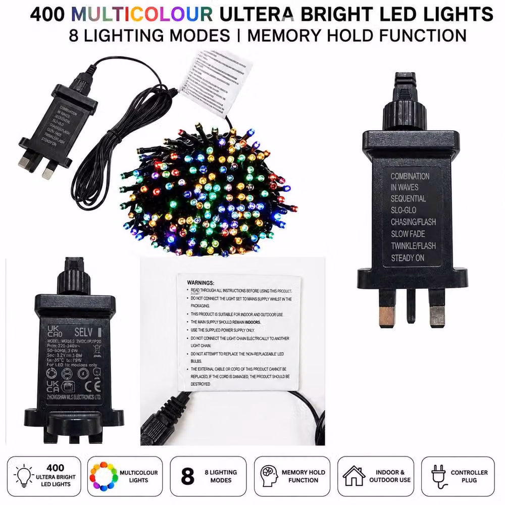 Spot On Dealz 400 LED Multicolour Christmas Snowing Lights with Controller for Indoor and Outdoor Use – 3