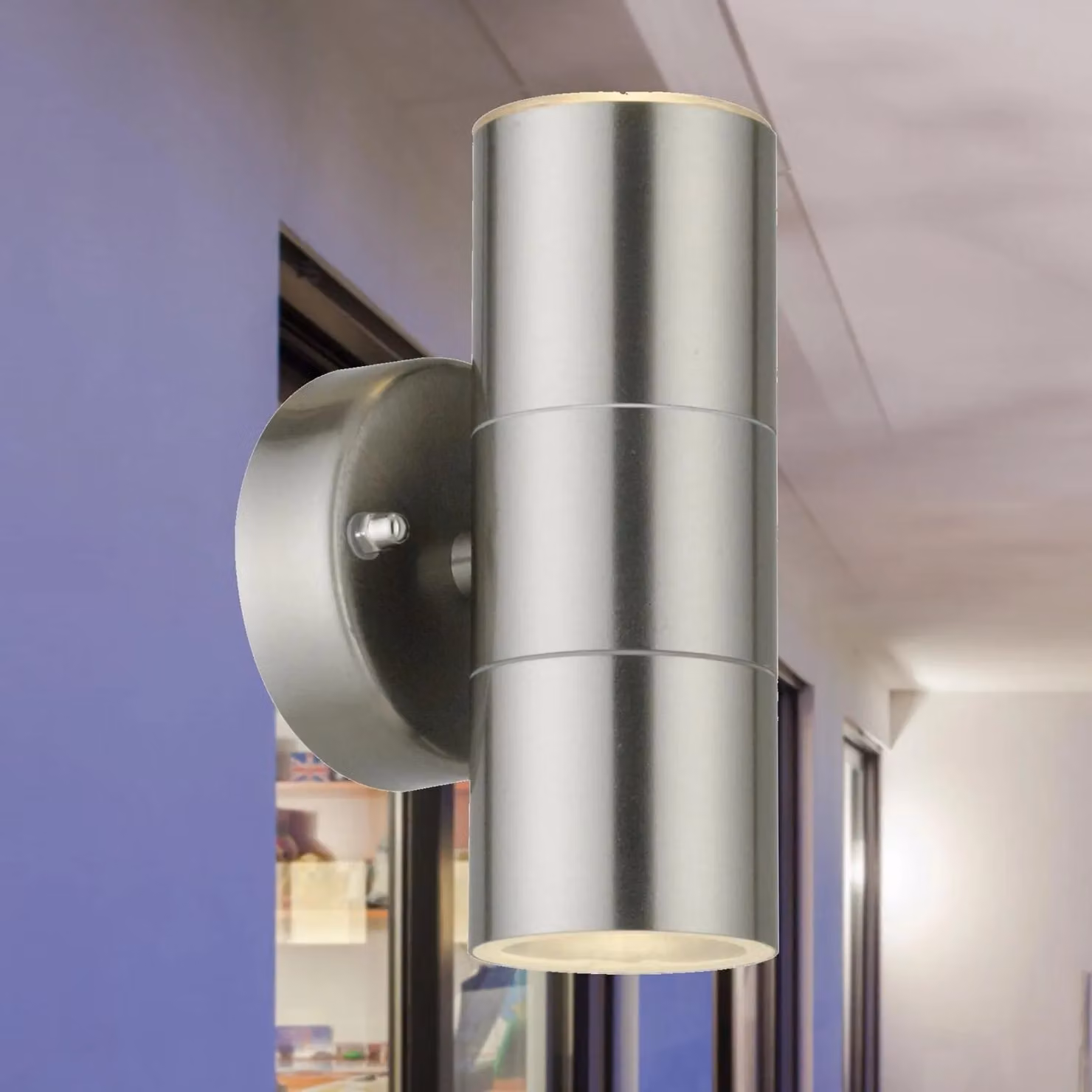 First Choice Lighting Blaze Stainless Steel Outdoor Up Down Wall Light in Silver – 3