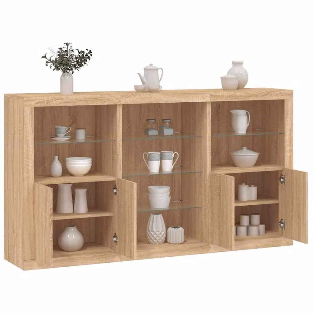 Berkfield Home Sonoma Oak Sideboard with Integrated LED Lights in Light Tan, W/D/H: 181.5 x 37 x 100 cm – 2