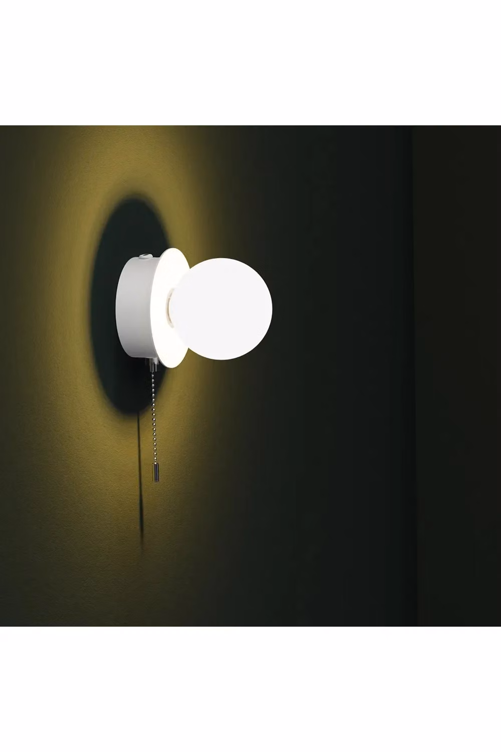 CGC Lighting Macie White USB Rechargeable Magnetic Wireless LED Wall Light with Opal Glass Sphere Diffuser and Dimmable Touch Control – 4